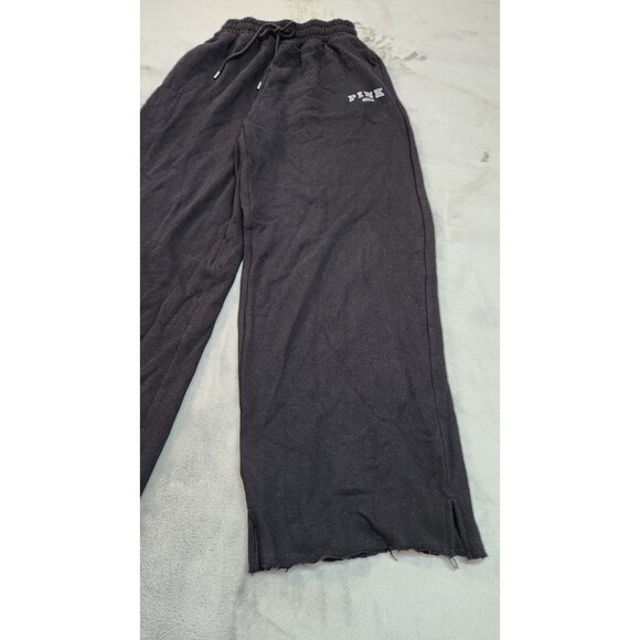NWT Victoria's Secret Small Black Ivy Fleece Wide-Leg Split-Hem Sweatpants - Picture 2 of 11